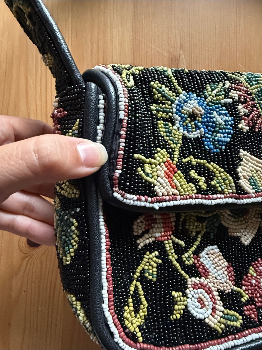 STAUD Tommy Beaded Bag, Black Floral - Picture 6 of 11